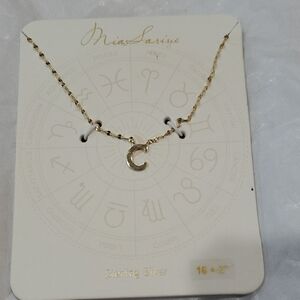 Mia Sarine gold plated sterling silver C monogram initial pendant‎ necklace new
